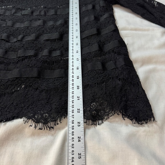 Philosophy Blues Original Women's 3/4 Sleeve Crochet Lace Sheer Top Black Size 8 - Picture 10 of 12